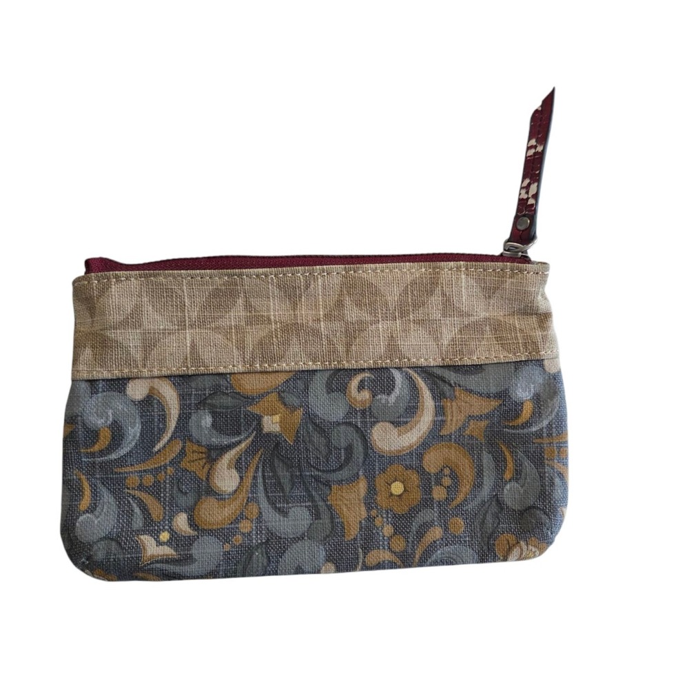 JS Jim Shore Canvas‎ Purse Clutch Wallet Double Zipper Dual Design 8" x 5" - Picture 2 of 8